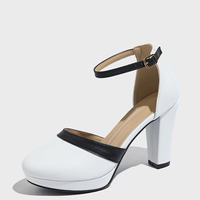 QUEENIGMA Classique à contraste de couleurs, plateforme, talon épais, sexy, rehausseur de taille, soutien de la voûte plantaire, léger, bride de cheville, bout ouvert, usage quotidien
