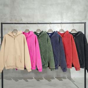 Yingling Custom Men's Vintage Wash Acid Wash Zip-up Hoodie Big Pattern DTG Screen Print Winter Cropped Hooded Plain Dyed - Product Image 1