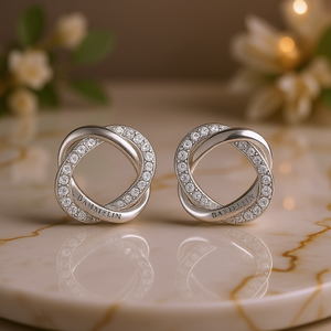 Orecchini E3330 in Oro Bianco con Diamanti, Minimalisti da Donna per Uso Quotidiano, Taglio Brillante Rotondo, Colore D, Diamanti Naturali - Product Image 2