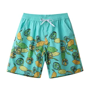 Shorts de praia masculino, design estampado, comprimento do joelho, prancha de surf, calças curtas, secagem rápida, roupas esportivas de férias