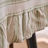 Nappe de table personnalisée en polyester et coton, style pastoral français vintage, à rayures et volants, pour la vente en gros