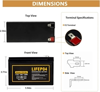 2 Paket Baterai Lithium Ion LiFePO4 Solid State 12V 10Ah Isi Ulang 2000+ Siklus Tenaga Surya/Kipas Angin Skuter/Penerangan