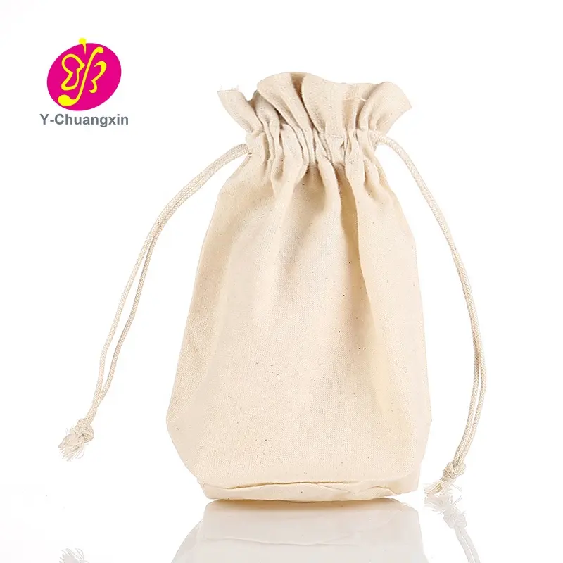 Bolsas de lingerie de algodão recicladas, bolsas redondas personalizadas de algodão para poeira