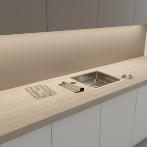 Évier de cuisine simple en acier inoxydable D0100HXFGX8 13x15x9 à encastrer, finition brossée, facile à nettoyer, style ferme - Product Image 2