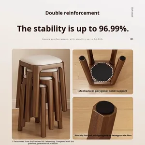 Tất cả rắn MDF gỗ vuông băng ghế Stackable ăn phân cho nhà hàng khách sạn phòng ngủ trang điểm mặc quần áo thấp Phân phụ tùng - Product Image 2