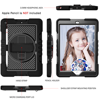 Untuk iPad 9.7 casing kasar dengan 360 derajat rotasi tali tangan silikon pada harga pabrik