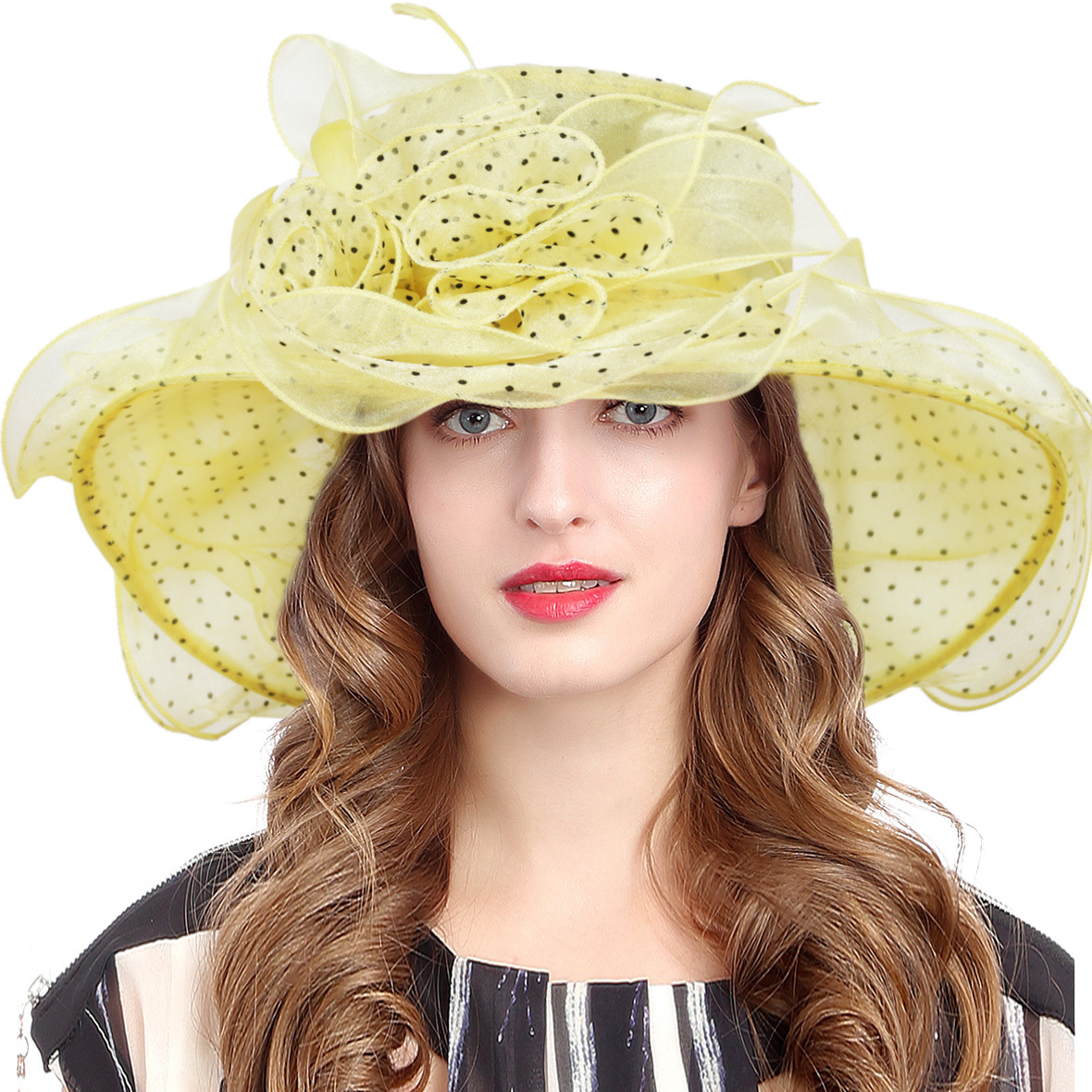 Wholesale Large Brim Church Organza Dress Kentucky Derby  display picture 3