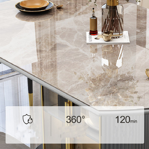 Modern Light Luxury Small Unit Household Square <b>and</b> Circular Intelligent Rock Plate Dining <b>Table</b> <b>Chair</b> Combination Cz002 Dining - Product Image 6