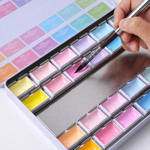 Peintures à l'<span class=keywords><strong>aquarelle</strong></span> semi-humides Macaron 24 couleurs Fontainebleau, godets détachables, peintures <span class=keywords><strong>pastel</strong></span> aquarelles - Product Image 5