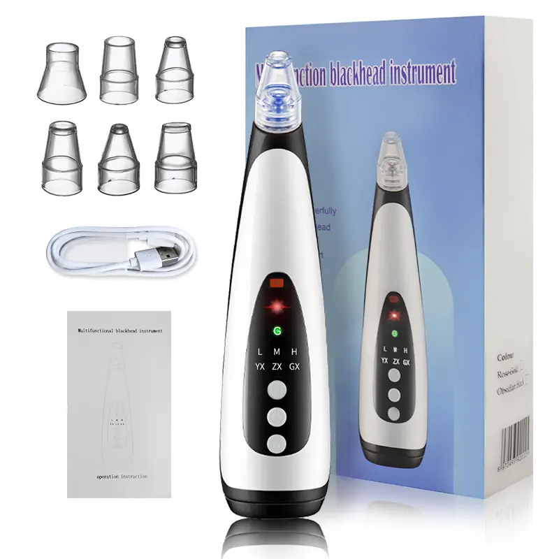 3 couleurs de lumière pour soins de la peau, traitement des boutons d'acné, nettoyage en profondeur, nettoyeur de pores, dissolvant de points noirs chauds, aspirateur avec lumière Led