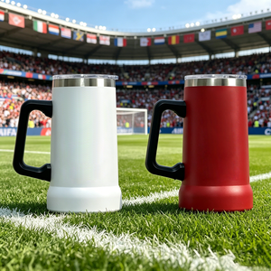 Gobelet isotherme personnalisé en acier inoxydable de 20 oz avec poignée, grande capacité, pour bière, café, football, gravure laser personnalisée - Product Image 1