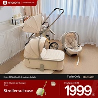 Poussette haute Hagaday en polyester avec grandes roues, certification double brevet, modèle nacelle de couchage Miaoling pour nouveau-né