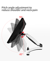 Support de bras de moniteur unique blanc réglable Angle d'inclinaison de 90 degrés Nouveau support d'ordinateur à ressort à gaz avec bras oscillant