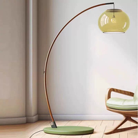 Lampadaire arqué avec abat-jour vert et doré, lampe d'angle sur pied, éclairage intérieur