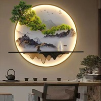Applique murale LED moderne en alliage d'aluminium, blanc chaud, avec motif paysager chinois créatif, pour salon et bureau à domicile