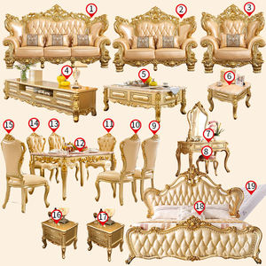 Wohnzimmer-Sofa Massivholz Geschnitztes Sofa-Set Retro Königliches Europäisches Leder-Wohnzimmer Villa-Sofa Kombinations-Couch-Set - Product Image 6