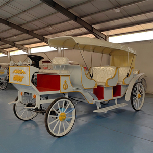 Carruaje de caballos blanco eléctrico de estilo victoriano 2024 con asiento Clarete, 4 ruedas de acero para visitas turísticas en blanco nuevo - Product Image 6
