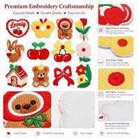 Lot de patchs brodés thermocollants et à coudre, motifs mignons et kawaii : ours, écureuil, papillon, cerise, tulipe, maison de campagne, nœud
