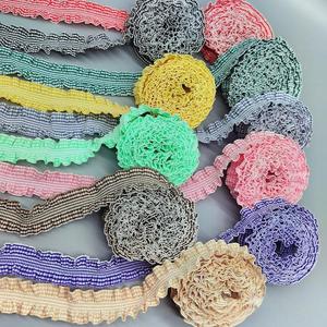 Wholesale 25mm <strong>Elastic</strong> Ribbon <strong>Double</strong> <strong>Ruffle</strong> Trim Colorful Herringbone Webbing for Baby Clothing Home Textiles Shoes Headbands - Product Image 2