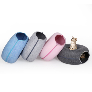 Nido de lana estereoscópico para mascotas, doble túnel para gato, cama con cremallera, donut, estera firme para perro, tienda de juguete - Product Image 3