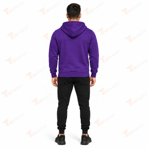 Sweat à capuche zippé violet pour homme, imprimé 'Now Or Never', en molleton décontracté, coupe classique, pour l'automne - Product Image 4