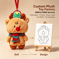 Porte-clés personnalisé en peluche renne, adorable poupée en peluche, porte-clés OEM ODM, jouet en peluche personnalisé pour les fêtes, pendentif de sac, cadeau de Noël