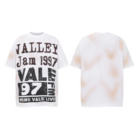 T-shirt Hip Hop Américain Haut de Gamme, Effet Vieilli Industriel, Style Rap Côte Ouest, Manches Courtes, Coupe Ample, Respirant, Tendance Basique