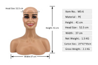 Tête de Mannequin Féminin en Silicone Réaliste avec Épaules et Cils, Cheveux Synthétiques, Souriant, pour Affichage, Buste de Dropshipping