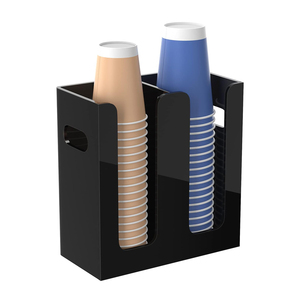 Tempat Cangkir Kopi Akrilik yang Dapat Dipasang di Dinding 2 Kompartemen Pengatur Cangkir Dispenser Cangkir Kertas Akrilik Rak Penyimpanan Hemat Ruang - Product Image 1
