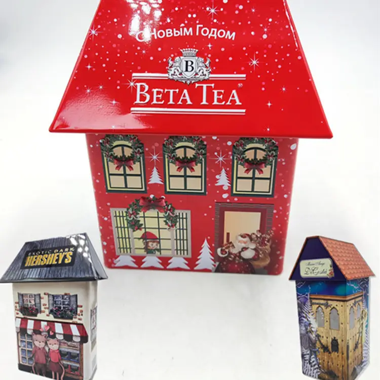 Boîte cadeau de noël en forme de toit, boîte rectangulaire pour enfants boîtes à bonbons en relief Design boîte à thé