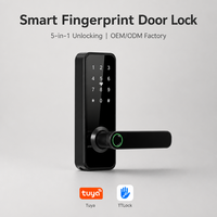 Serrure de porte intelligente haute sécurité avec accès biométrique rapide en 0,3s, noir mat, étanche, serrure électronique pour porte en bois ou en métal