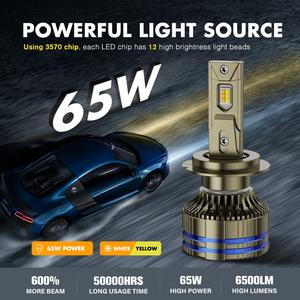 Bóng đèn pha ô tô <span class=keywords><strong>LED</strong></span> siêu sáng RCJ 65W tích hợp chức năng Canbus, chip CSP, 24V/12V, ánh sáng trắng, tương thích với H10, H4, H7, H11, 9005, 9006 - Product Image 2