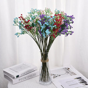 Bouquet artificiel de Gypsophile blanc, bleu, rouge, violet, rose en plastique, haute simulation, pour décoration de mariage et de maison - Product Image 2