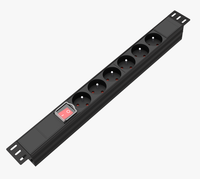 Unidad de Distribución de Energía Francesa, 6 Tomas de Corriente, PDU para Rack con SPD y Interruptor de Doble Disparo, 230V 16A CA, Aleación de Aluminio, Modelo DFWW-32