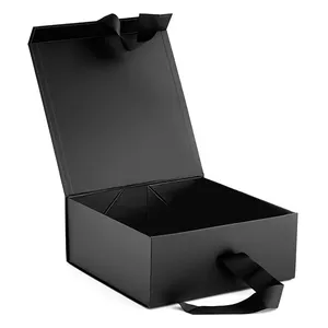 OEM Private Logo Black Folding Cardboard Paper Mug Packaging Hamper Gift Box