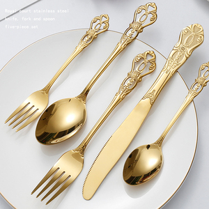 Fourchette à dîner en acier inoxydable 4/5/40 pièces Cuillères Couteaux Argenterie Vaisselle de luxe noire <span class=keywords><strong>Couverts</strong></span> rétro - Product Image 1