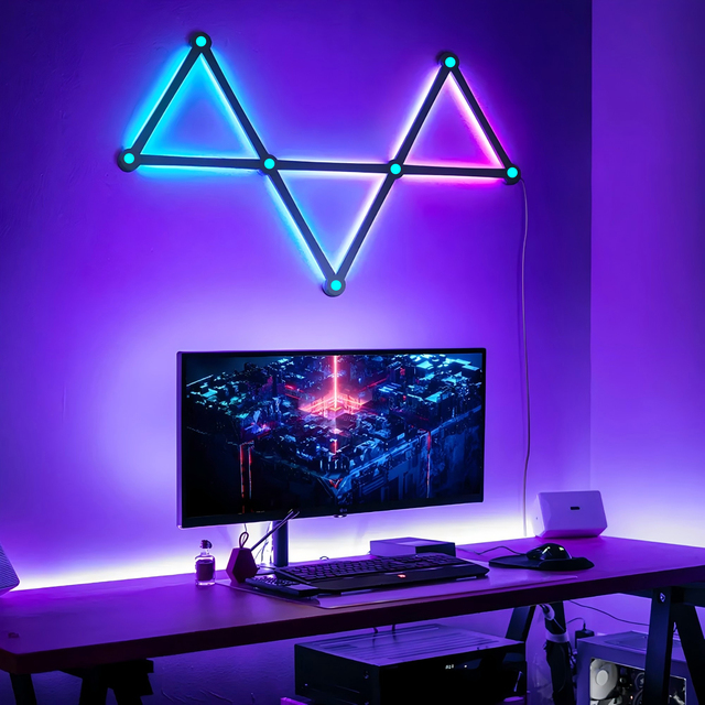 Modern Home Decor RGB LED Wall Lighting for Gaming Music Sync Indoor Smart Touch Power Black Shade ROHS Certified WiFi Switch