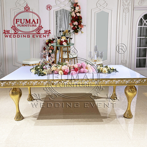 Mueble de lujo para eventos, patas doradas de acero inoxidable, mesa larga dorada para eventos de boda - Product Image 2