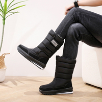 Bottes de neige imperméables en PU, hauteur genou, avec sangles Velcro réglables, doublure polaire épaisse, antidérapantes, chaudes, pour hommes, pour l'hiver.