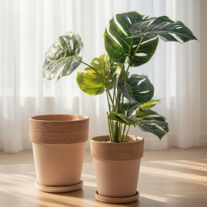 Pot en céramique rouge moderne fait à la main pour plante d'intérieur plateau respirant avec terre cuite <span class=keywords><strong>de</strong></span> style pastoral pour fleurs - Product Image 6