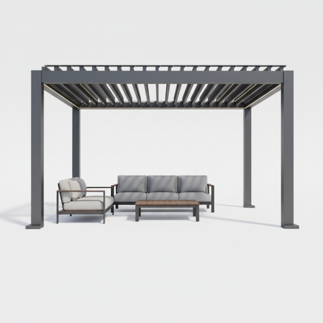 Electric Remote Control Eco-Friendly Waterproof Aluminum Outdoor Garden Pergola Screen for Balcony Backyard Terrace Party Use