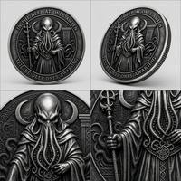 Pièce de collection personnalisée en alliage de zinc, motif 3D en relief, pièce de défi moderne argentée, émail d'horreur imprimé UV, pour souvenir de joueur