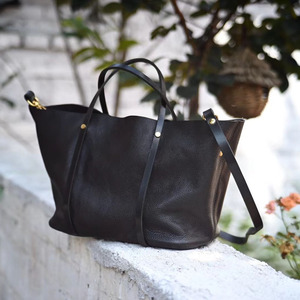 Soft Leather Tote <b>Bag</b> Bucket Type Vegetable Tanned Cowhide Large Capacity Everyday Commuter <b>Bag</b> Normcore Minimalist Style Brown - Product Image 3