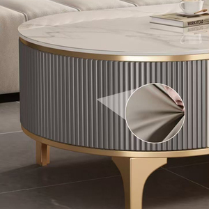 <span class=keywords><strong>Meuble</strong></span> <span class=keywords><strong>TV</strong></span> moderne minimaliste en bois avec 3 tiroirs, poignées et pieds dorés pour écran plat, marque Best-arts - Product Image 6