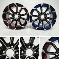 Nuevos Rines de Aleación de Aluminio Forjado de 14-17 Pulgadas, Negro Brillante con Bordes Plateados, Bicolor Rojo y Azul, Ligeros