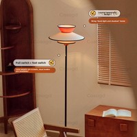 Lampu Lantai Vintage Lemongrass, Lampu Atmosfer Kain Retro untuk Ruang Tamu di Samping Sofa, Lampu Tidur Mewah untuk Kamar Tidur