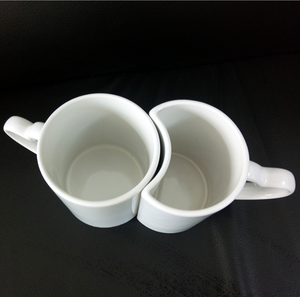 Bulk Sun Moon Interlock Couple Blank Sublimation <b>Mugs</b>, Heart Handle White <b>Ceramic</b> Pair Cups Custom Photo Heat Transfer Wholesale - Product Image 3