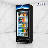 Réfrigérateur commercial vertical pour supermarché, vitrine à porte vitrée simple, refroidissement par air, 2~10 degrés ℃   Énergie du réfrigérant R600a