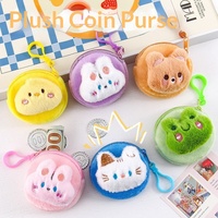 Porte-monnaie en peluche mignon en gros, petit portefeuille à monnaie en peluche douce, pochette à monnaie portable avec motif animal de dessin animé et crochet, meilleur cadeau pour les enfants