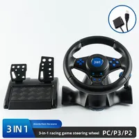 Volante de Carreras con Cable 4 en 1, Controlador de Juegos para 360, PS2 y PC, USB, Doble Vibración, Experiencia de Conducción Realista BK01